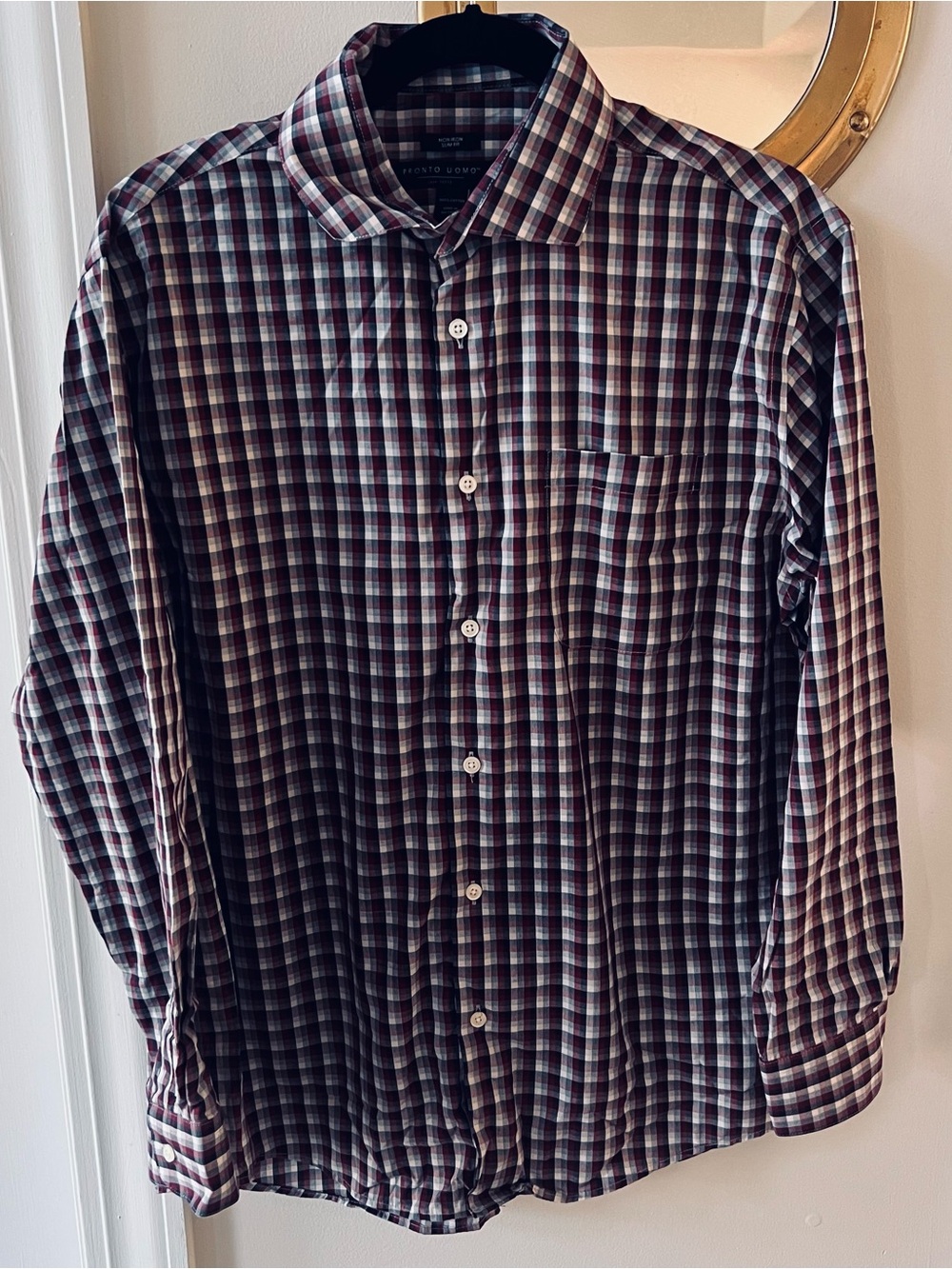 Pronto Uomo Men's Plaid Button-Down Shirt  Sz 16 1/2